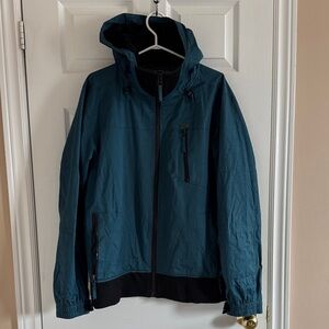 Men's Teal Hooded Windbreaker Jacket - Lightweight Outdoor Shell